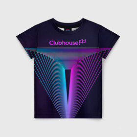 Детская футболка 3D с принтом clubhouse в Белгороде, 100% гипоаллергенный полиэфир | прямой крой, круглый вырез горловины, длина до линии бедер, чуть спущенное плечо, ткань немного тянется | clubhouse | клабхаус | сеть | социальная