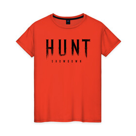Женская футболка хлопок с принтом HUNT: showdown черный в Белгороде, 100% хлопок | прямой крой, круглый вырез горловины, длина до линии бедер, слегка спущенное плечо | hunt | hunt: showdown | showdown | охота | хант