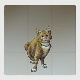 Магнитный плакат 3Х3 с принтом полосатый уличный кот в Белгороде, Полимерный материал с магнитным слоем | 9 деталей размером 9*9 см | Тематика изображения на принте: арт | бандит | вектор | градиент | кот | котенок | котик | котэ | мультяшный | мяу | полоски | рисунок | рыжий | серый | уличный | хитрюга