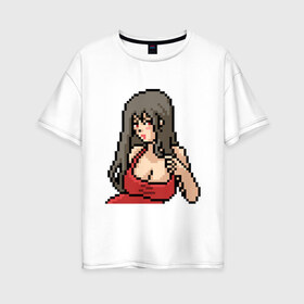 Женская футболка хлопок Oversize с принтом Pixel art anime в Белгороде, 100% хлопок | свободный крой, круглый ворот, спущенный рукав, длина до линии бедер
 | Тематика изображения на принте: anime | art | girl | manga | pixel | аниме | арт | девушка | манга | пиксель