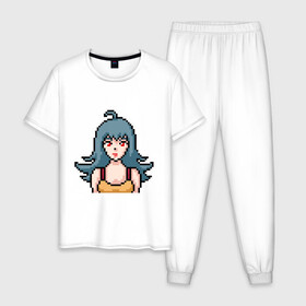 Мужская пижама хлопок с принтом Pixel art anime в Белгороде, 100% хлопок | брюки и футболка прямого кроя, без карманов, на брюках мягкая резинка на поясе и по низу штанин
 | anime | art | girl | manga | pixel | аниме | арт | девушка | манга | пиксель