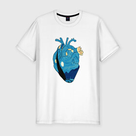 Мужская футболка хлопок Slim с принтом Сердце художника в Белгороде, 92% хлопок, 8% лайкра | приталенный силуэт, круглый вырез ворота, длина до линии бедра, короткий рукав | Тематика изображения на принте: heart | van gogh | абстракция | ван гог | живопись | звездная ночь | искусство | картина | краски | медицина | органы | рисунок | сердечко | сердце | текстуры | художник