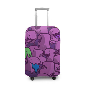 Чехол для чемодана 3D с принтом ПикачушкА в Белгороде, 86% полиэфир, 14% спандекс | двустороннее нанесение принта, прорези для ручек и колес | purple | star crafts | зеленый | зубы | пикачу | уши | фиолетовый | чудики