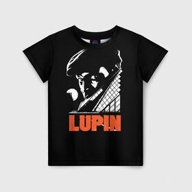 Детская футболка 3D с принтом Lupin - Сериал Люпен в Белгороде, 100% гипоаллергенный полиэфир | прямой крой, круглый вырез горловины, длина до линии бедер, чуть спущенное плечо, ткань немного тянется | lupin | netflix | детектив | логотип | люпен | люпин | люпэн | мужской | нетфликс | омар си | подарок | портрет | сериал | черный