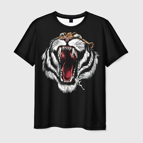 Мужская футболка 3D с принтом ТИГР в Белгороде, 100% полиэфир | прямой крой, круглый вырез горловины, длина до линии бедер | animal | beast | cat | cute | fluffy | hunter | lion | lion cub | lion king | mane | predator | red | tail | tiger | yellow | большая кошка | голова тигра | грива | животное | зверь | король лев | кот | милый | охотник | пушистый | тигр | тиг