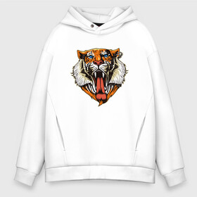 Мужское худи Oversize хлопок с принтом Tiger Face в Белгороде, френч-терри — 70% хлопок, 30% полиэстер. Мягкий теплый начес внутри —100% хлопок | боковые карманы, эластичные манжеты и нижняя кромка, капюшон на магнитной кнопке | animal | beast | cat | cute | fluffy | hunter | lion | lion cub | lion king | mane | predator | red | tail | tiger | yellow | большая кошка | голова тигра | грива | животное | зверь | король лев | кот | милый | охотник | пушистый | тигр | тиг