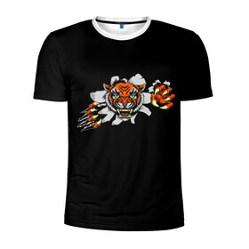 Мужская футболка 3D спортивная с принтом TIGER ART в Белгороде, 100% полиэстер с улучшенными характеристиками | приталенный силуэт, круглая горловина, широкие плечи, сужается к линии бедра | animal | beast | cat | cute | fluffy | hunter | lion | lion cub | lion king | mane | predator | red | tail | tiger | yellow | большая кошка | голова тигра | грива | животное | зверь | король лев | кот | милый | охотник | пушистый | тигр | тиг