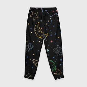 Детские брюки 3D с принтом Galaxy в Белгороде, 100% полиэстер | манжеты по низу, эластичный пояс регулируется шнурком, по бокам два кармана без застежек, внутренняя часть кармана из мелкой сетки | galaxy | sky | sun | the earth