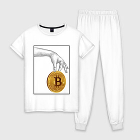 Женская пижама хлопок с принтом BITCOIN CRYPTOCURRENCE (Z) в Белгороде, 100% хлопок | брюки и футболка прямого кроя, без карманов, на брюках мягкая резинка на поясе и по низу штанин | binance coin | bitcoin | blockchain | btc | cardano | crypto | ethereum | litecoin | polkadot | tether | xrp | биткоин | блокчейн | валюта | деньги | криптовалюта | майнер | майнинг | цифровая валюта | цифровое золото | эфир