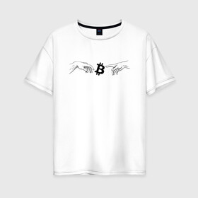 Женская футболка хлопок Oversize с принтом BITCOIN КРИПТОВАЛЮТА (Z) в Белгороде, 100% хлопок | свободный крой, круглый ворот, спущенный рукав, длина до линии бедер
 | binance coin | bitcoin | blockchain | btc | cardano | crypto | ethereum | litecoin | polkadot | tether | xrp | биткоин | блокчейн | валюта | деньги | криптовалюта | майнер | майнинг | цифровая валюта | цифровое золото | эфир