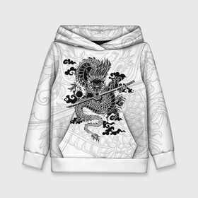 Детская толстовка 3D с принтом ДРАКОН | DRAGON в Белгороде, 100% полиэстер | двухслойный капюшон со шнурком для регулировки, мягкие манжеты на рукавах и по низу толстовки, спереди карман-кенгуру с мягким внутренним слоем | anime | china | dragon | japan | katana | samurai | smoke | snake | sword | tattoo | аниме | дракон | дым | змей | катана | китай | меч | самурай | тату | татуировка | япония