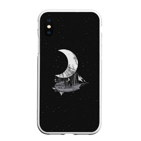 Чехол для iPhone XS Max матовый с принтом Moon Ship в Белгороде, Силикон | Область печати: задняя сторона чехла, без боковых панелей | drift | drifting | float | floating | galaxy | milky | moon | planet | ship | space | spaceship | star | suit | surfing | to | travel | way | галактика | дрейф | звезда | корабль | космический | космонавт | космос | луна | млечный | планета | путешествие 