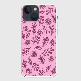 Чехол для iPhone 13 mini с принтом Hello Spring в Белгороде,  |  | casual | flowers | pink | summer | букет | бутоны | весна | ветки | девушкам | декор | лепестки | лето | листья | нежные | орнамент | поляна | природа | растения | рисунок | розовый узор | ромашки | текстура | узор