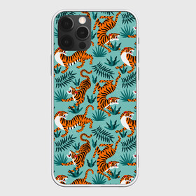 Чехол для iPhone 12 Pro Max с принтом Рычащие Тигры Паттерн в Белгороде, Силикон |  | black | cat | chill | relax | tiger | животные | коралловый | кот | кошки | лев | леопарды | отдых | паттерн | полосатый | полосы | растения | тигры | узор | цветы