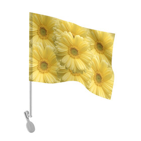 Флаг для автомобиля с принтом Желтые Герберы в Белгороде, 100% полиэстер | Размер: 30*21 см | 8 марта | герберы | для девушек.белая | желтые | женский день | на 8 марта | разноцветные | с днем рождения | с цветами | цветы | черная
