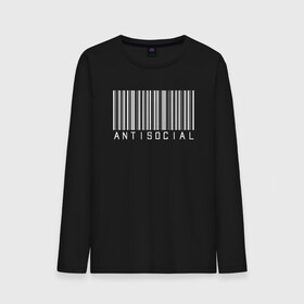 Мужской лонгслив хлопок с принтом ANTISOCIAL в Белгороде, 100% хлопок |  | anti | antisocial | barcode | club | code | girl | girls | human | man | qr | social | woman | антисоциал | антисоциальный | клуб | код | люди | человек | штрих