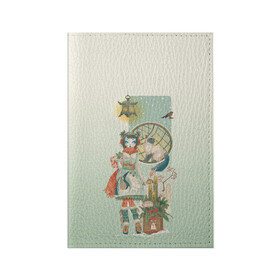 Обложка для паспорта матовая кожа с принтом девушка кимоно зима Япония кот в Белгороде, натуральная матовая кожа | размер 19,3 х 13,7 см; прозрачные пластиковые крепления | Тематика изображения на принте: аниме | девушка | зима | кимоно | кот | снегирь | стиль | традиционная одежда | тросник | фонарь | япония
