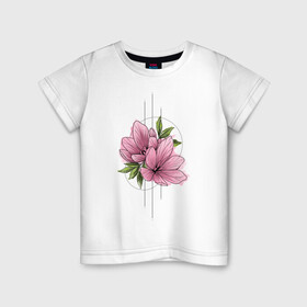 Детская футболка хлопок с принтом Watercolour flowers в Белгороде, 100% хлопок | круглый вырез горловины, полуприлегающий силуэт, длина до линии бедер | 8 марта | girl | woman | бабушка | весна | девушкам | девушке | девушки | женский | листья | мама | март | подарок | тренд | цветочки | цветы