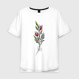 Мужская футболка хлопок Oversize с принтом Graphic flower в Белгороде, 100% хлопок | свободный крой, круглый ворот, “спинка” длиннее передней части | 8 марта | girl | woman | бабушка | весна | девушкам | девушке | девушки | женский | листья | мама | март | подарок | тренд | цветочки | цветы
