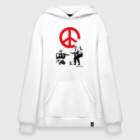 Худи SuperOversize хлопок с принтом Make peace no war | Banksy в Белгороде, 70% хлопок, 30% полиэстер, мягкий начес внутри | карман-кенгуру, эластичная резинка на манжетах и по нижней кромке, двухслойный капюшон
 | art | banksy | street art | арт | бэнкси | граффити | со смыслом | сосмыслом | стритарт