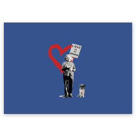 Поздравительная открытка с принтом Любовь это ответ | Banksy в Белгороде, 100% бумага | плотность бумаги 280 г/м2, матовая, на обратной стороне линовка и место для марки
 | art | banksy | street art | арт | бэнкси | граффити | со смыслом | сосмыслом | стритарт