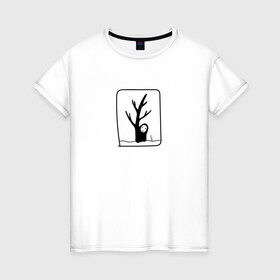 Женская футболка хлопок с принтом Безликий за деревом в Белгороде, 100% хлопок | прямой крой, круглый вырез горловины, длина до линии бедер, слегка спущенное плечо | anime | аниме | безликий | каонаси | мультфильм | персонаж | унесенные призраками