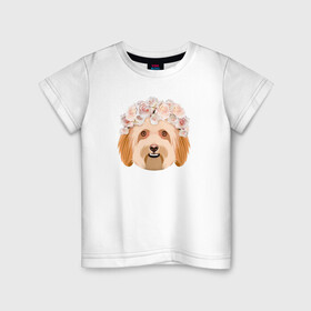 Детская футболка хлопок с принтом Романтичная девочка  в Белгороде, 100% хлопок | круглый вырез горловины, полуприлегающий силуэт, длина до линии бедер | весенняя | домашние | животные | летняя | милая. | мода 2021 | простая | пушистые | терьер