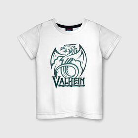 Детская футболка хлопок с принтом Valheim Dragon в Белгороде, 100% хлопок | круглый вырез горловины, полуприлегающий силуэт, длина до линии бедер | fantasy | mmo | valheim | valve | валхейм | вальхейм | викинги | выживалка | игра | королевская битва | ммо | ролевая игра | фэнтази