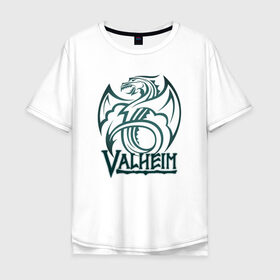 Мужская футболка хлопок Oversize с принтом Valheim Dragon в Белгороде, 100% хлопок | свободный крой, круглый ворот, “спинка” длиннее передней части | fantasy | mmo | valheim | valve | валхейм | вальхейм | викинги | выживалка | игра | королевская битва | ммо | ролевая игра | фэнтази