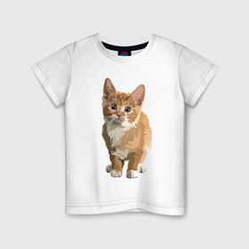 Детская футболка хлопок с принтом Котик в Белгороде, 100% хлопок | круглый вырез горловины, полуприлегающий силуэт, длина до линии бедер | Тематика изображения на принте: cat | кот | котенок | котэ | рыжий котик