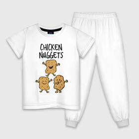 Детская пижама хлопок с принтом Веселые наггетсы в Белгороде, 100% хлопок |  брюки и футболка прямого кроя, без карманов, на брюках мягкая резинка на поясе и по низу штанин
 | chicken nuggets | еда | живая еда | наггетсы | чикен наггетс