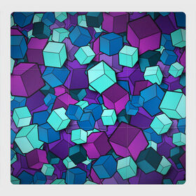 Магнитный плакат 3Х3 с принтом Кубы в Белгороде, Полимерный материал с магнитным слоем | 9 деталей размером 9*9 см | 3d | геометрия | грани | квадраты | объем | паттерн