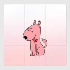 Магнитный плакат 3Х3 с принтом мультяшный мопс в Белгороде, Полимерный материал с магнитным слоем | 9 деталей размером 9*9 см | Тематика изображения на принте: ветеринару | гав | градиент | животные домашние | любителю собак | млекопитающее | мопс | мультипликационный персонаж | мультяшная собака | песики | питомцы | псы | розовый | собакены | собаки