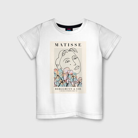 Детская футболка хлопок с принтом MATISSE в Белгороде, 100% хлопок | круглый вырез горловины, полуприлегающий силуэт, длина до линии бедер | 8 марта | весна | девушке | женский | картина | мама | матисс | подарок | топ | тренд | феминизм | художник | цветы