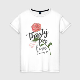 Женская футболка хлопок с принтом Роза  в Белгороде, 100% хлопок | прямой крой, круглый вырез горловины, длина до линии бедер, слегка спущенное плечо | 8 марта | весна | девушке | женский | мама | подарок | топ | тренд | феминизм | цветы