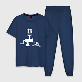Мужская пижама хлопок с принтом БИТКОИН МЯСОРУБКА | BITCOIN (Z) в Белгороде, 100% хлопок | брюки и футболка прямого кроя, без карманов, на брюках мягкая резинка на поясе и по низу штанин
 | Тематика изображения на принте: binance coin | bitcoin | blockchain | btc | cardano | crypto | ethereum | litecoin | polkadot | tether | xrp | биткоин | блокчейн | валюта | деньги | криптовалюта | майнер | майнинг | цифровая валюта | цифровое золото | эфир