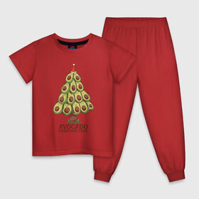 Детская пижама хлопок с принтом Avocado Christmas Tree в Белгороде, 100% хлопок |  брюки и футболка прямого кроя, без карманов, на брюках мягкая резинка на поясе и по низу штанин
 | Тематика изображения на принте: claus | cute | nature | new year | santa | tree | авокадо | адвокадо | дед мороз | дед отмороз | ёлка | ель | из авокадо | колпак | косточка | милота | милые авокадо | новый год | прикол | природа | рождественское дерево