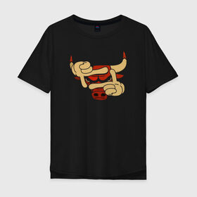 Мужская футболка хлопок Oversize с принтом Чикаго Буллз в Белгороде, 100% хлопок | свободный крой, круглый ворот, “спинка” длиннее передней части | Тематика изображения на принте: chicago bulls | nba | баскетбол | быки | нба | чикаго буллз