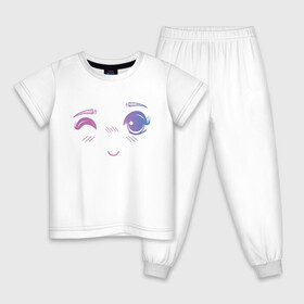 Детская пижама хлопок с принтом Anime Eye в Белгороде, 100% хлопок |  брюки и футболка прямого кроя, без карманов, на брюках мягкая резинка на поясе и по низу штанин
 | anime | cute | eye | face | girl | аниме | арт | брови | взгляд | глаза | девушка | лицо | милое | подмигивает | подмигивание | смущение | улыбка | флирт