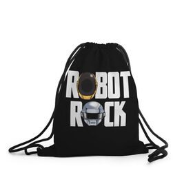 Рюкзак-мешок 3D с принтом Robot Rock в Белгороде, 100% полиэстер | плотность ткани — 200 г/м2, размер — 35 х 45 см; лямки — толстые шнурки, застежка на шнуровке, без карманов и подкладки | cyberpunk | daft | daftpunk | electronic | get | guy | guy manuel | human | lucky | music | punk | robot | rock | thomas | дафт | дафтпанк | киберпанк | музыка | ню диско | панк | робот | рок | техно | томас | электро | электроник рок