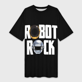 Платье-футболка 3D с принтом Robot Rock в Белгороде,  |  | cyberpunk | daft | daftpunk | electronic | get | guy | guy manuel | human | lucky | music | punk | robot | rock | thomas | дафт | дафтпанк | киберпанк | музыка | ню диско | панк | робот | рок | техно | томас | электро | электроник рок