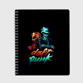 Тетрадь с принтом Daft Punk в Белгороде, 100% бумага | 48 листов, плотность листов — 60 г/м2, плотность картонной обложки — 250 г/м2. Листы скреплены сбоку удобной пружинной спиралью. Уголки страниц и обложки скругленные. Цвет линий — светло-серый
 | Тематика изображения на принте: cyberpunk | daft | daftpunk | electronic | get | guy | guy manuel | human | lucky | music | punk | robot | rock | thomas | дафт | дафтпанк | киберпанк | музыка | ню диско | панк | робот | рок | техно | томас | электро | электроник рок