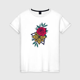 Женская футболка хлопок с принтом Flowers в Белгороде, 100% хлопок | прямой крой, круглый вырез горловины, длина до линии бедер, слегка спущенное плечо | flo | flowers | растения | флористика | цветение | цветы