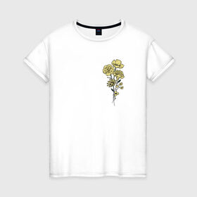 Женская футболка хлопок с принтом Flo в Белгороде, 100% хлопок | прямой крой, круглый вырез горловины, длина до линии бедер, слегка спущенное плечо | flo | flowers | растения | флористика | цветение | цветы