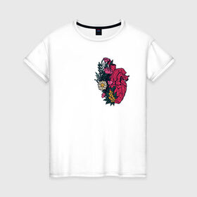Женская футболка хлопок с принтом Heart в Белгороде, 100% хлопок | прямой крой, круглый вырез горловины, длина до линии бедер, слегка спущенное плечо | flo | flowers | растения | флористика | цветение | цветы