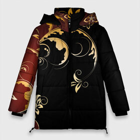 Женская зимняя куртка Oversize с принтом Узор - Хохлома в Белгороде, верх — 100% полиэстер; подкладка — 100% полиэстер; утеплитель — 100% полиэстер | длина ниже бедра, силуэт Оверсайз. Есть воротник-стойка, отстегивающийся капюшон и ветрозащитная планка. 

Боковые карманы с листочкой на кнопках и внутренний карман на молнии | абстракция | искуство | культура | минимализм | текстура | узор