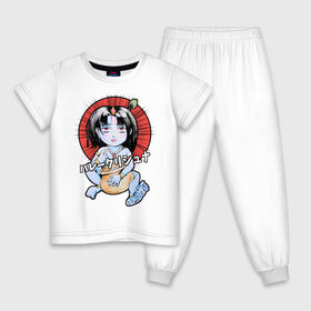 Детская пижама хлопок с принтом Маленький Кришна в Белгороде, 100% хлопок |  брюки и футболка прямого кроя, без карманов, на брюках мягкая резинка на поясе и по низу штанин
 | аниме | индуизм | кришна | милый | харе кришна | япония | японский