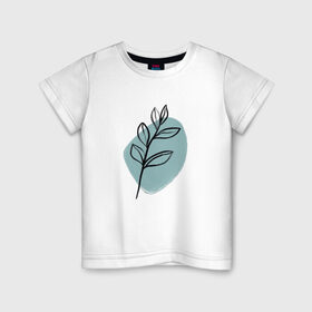 Детская футболка хлопок с принтом Ботаническая абстракция в Белгороде, 100% хлопок | круглый вырез горловины, полуприлегающий силуэт, длина до линии бедер | абстракция | минимализм | растение | растения | современное искусство