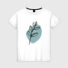 Женская футболка хлопок с принтом Ботаническая абстракция в Белгороде, 100% хлопок | прямой крой, круглый вырез горловины, длина до линии бедер, слегка спущенное плечо | абстракция | минимализм | растение | растения | современное искусство