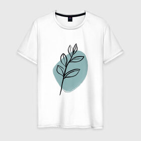 Мужская футболка хлопок с принтом Ботаническая абстракция в Белгороде, 100% хлопок | прямой крой, круглый вырез горловины, длина до линии бедер, слегка спущенное плечо. | абстракция | минимализм | растение | растения | современное искусство